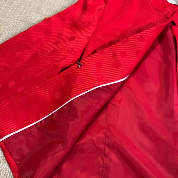 Erin London Spring Jacket Blazer Coat Mandarin - Red Open Front Small Dots - Picture 3 of 13